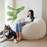 MAXYOYO Bean Bag Chair for Adults, Large 5 ft Bean Bag Chair with Foam Filling, Ultra Soft Fur Lazy Sofa for Living Room Bedroom, Machine Washable Cover