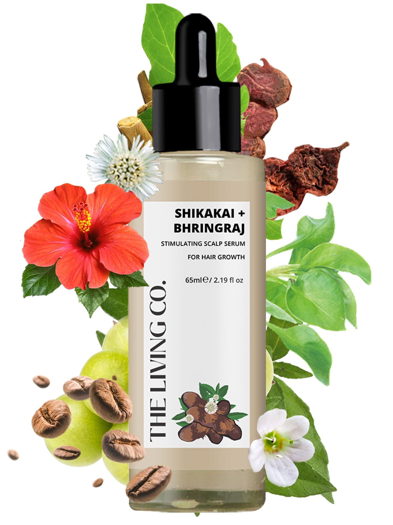 THE LIVING CO Shikakai + Bhringraj Stimulating Scalp Serum For Hair Growth - 65ml