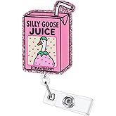 Silly Goose Juice Funny Badge Reel, Retractable ID Card Badge Holder, Office Badge Clip for RN CNA MA Resident Physician HR Medical Office Administrator Intern Pediatric Doctor Nurse, Nurse Gifts