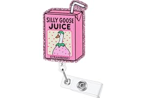 BVIIE Silly Goose Juice Funny Badge Reel, Retractable ID Card Badge Holder, Office Badge Clip for RN CNA MA Resident Physician HR Medical Office Administrator Intern Pediatric Doctor Nurse, Nurse Gifts
