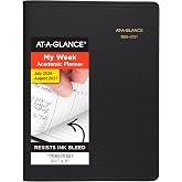 AT-A-GLANCE Planner 2026-2027 Weekly Academic 14-Month July-August, Quarter-Hourly Appointment Book, 8-1/4" x 11", Black (7095705)