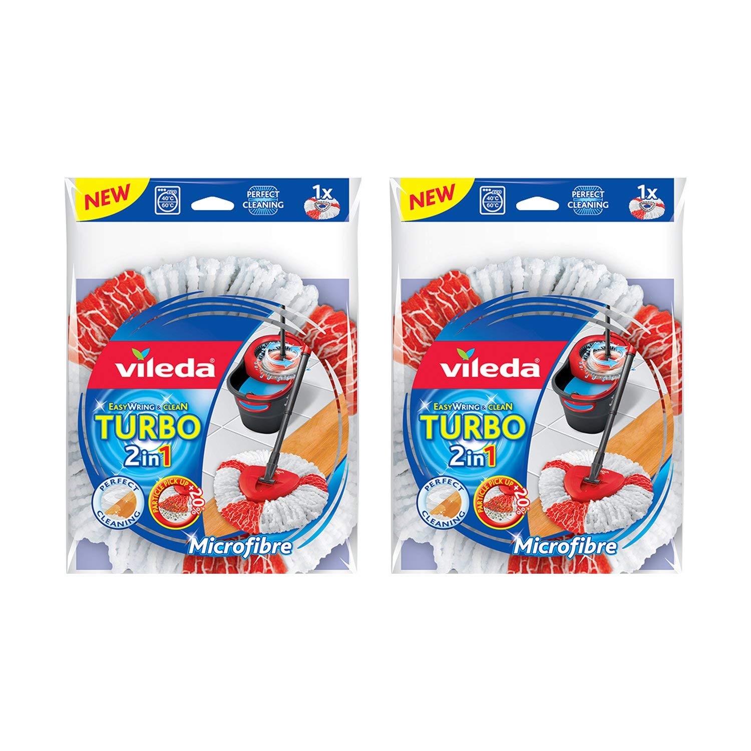 Set of 2 Vileda Turbo EasyWring and Clean replacement head