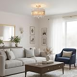 ANWIO Gold Lampshade Light Shade E27 Crystal Ceiling Chandelier 36.5CM view 7