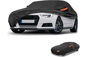 Partuto Universal Car Cover Waterproof All Weather 190T-PU, UV Sun Rain Protection, Fits for Sedan Length 187"-198", with Lef