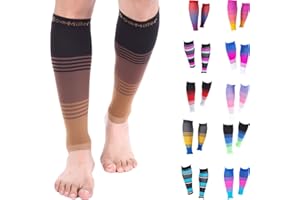 Doc Miller Compression Calf Sleeve for Men & Women, Medical Grade, 20-30mmHg Graduated Support for Running, Calf Tear, Shin Splints, Knee High, Calf Sleeves, Stripes Design, 2X-Large Size,1 Pair