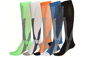 5 Pairs Unisex Compression Athletic Socks: Gradient Design for Running Recovery