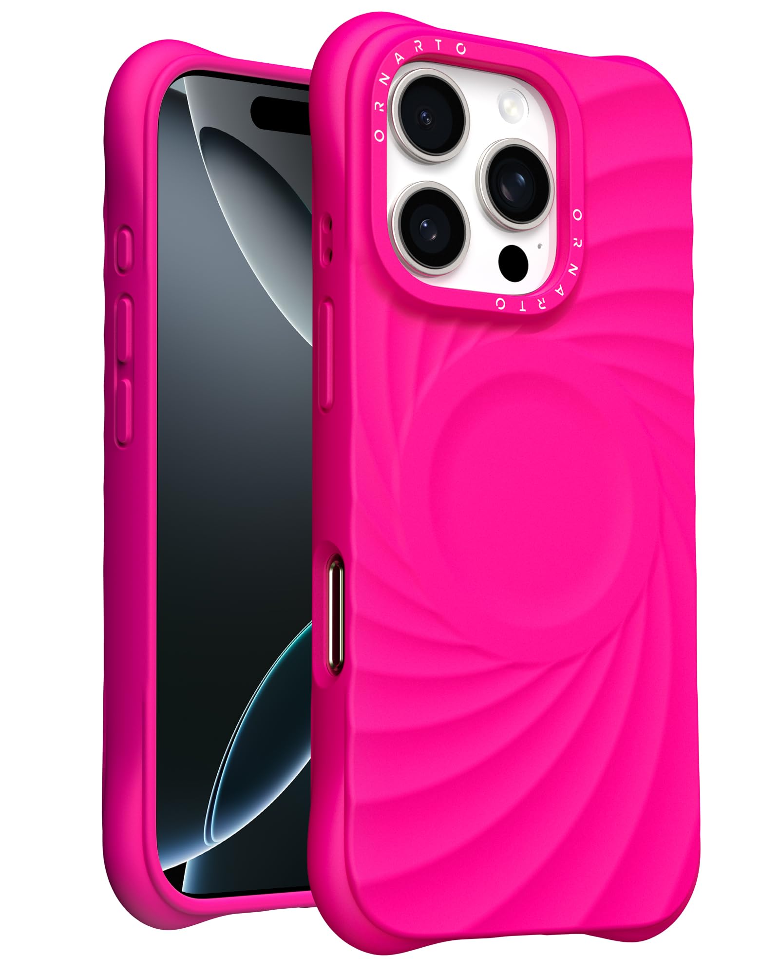 ORNARTO Vortuxe Case for iPhone 16 Pro Max 6.9"- Compatible with Magsafe,Military Grade Drop Shockproof Liquid Silicone 16 Pro Max Cover Cases,Durability & Textured-Hot Pink