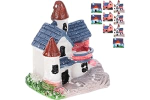 Hemoton 10 Pack Miniature Fairy Garden Stone House Mini House Accessories, Miniature Village Hut Figurine Cottage, DIY Micro Landscape Decor Ornaments for Bonsai, Succulent Planting, Flower Pots