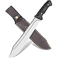 NedFoss 16" Survival Machete with Sheath, D2 Steel 0.22" Thick Full Tang Blade Machete Knife with Flat Grinding, Machete for Cutting Trees, for Yard Work, Clearing Brush with TPE Handle