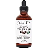 PURA D'OR 4 Oz ORGANIC Jamaican Black Castor Oil - Natural Smoky Scent - 100% Pure USDA Certified Cold Pressed, Hexane Free Eyelash & Eyebrow Serum - For Fuller, Thicker Lashes & Brows - Skin & Hair