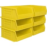 Akro-Mils 30235 AkroBins Plastic Storage Bins, Space-Saving Stackable Bins for Garage, Pantry, Craft Organization, 11" x 11" x 5", Yellow, 6-Pack