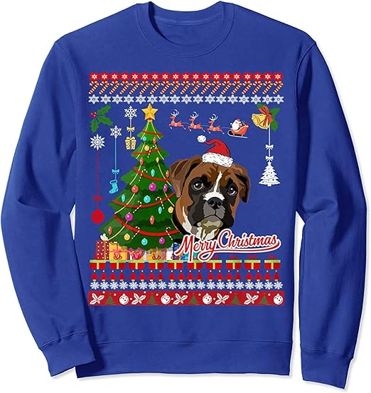 Boxer Dog Christmas Ugly Sweater Boxer Xmas Gift Sweatshirt Front