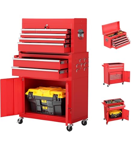 Patiomore 8-Drawer Rolling Tool Chest - Heavy-Duty Steel Tool
