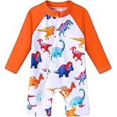 Baby Boy Swimsuit One Piece Long Sleeve Zipper Bathing Suit UPF 50+ Sun Protection Rashguard Swimwear 0-24 Months