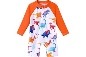 GHTEAS Baby Boy Swimsuit One Piece Long Sleeve Zipper Bathing Suit UPF 50+ Sun Protection Rashguard Swimwear 0-24 Months
