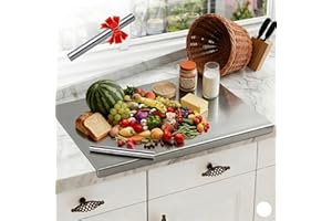 Stainless Steel Cutting Board with Lip,304 Stainless Steel Countertop Cover Cutting Board, Pastry Kneading Board for Kitchen 
