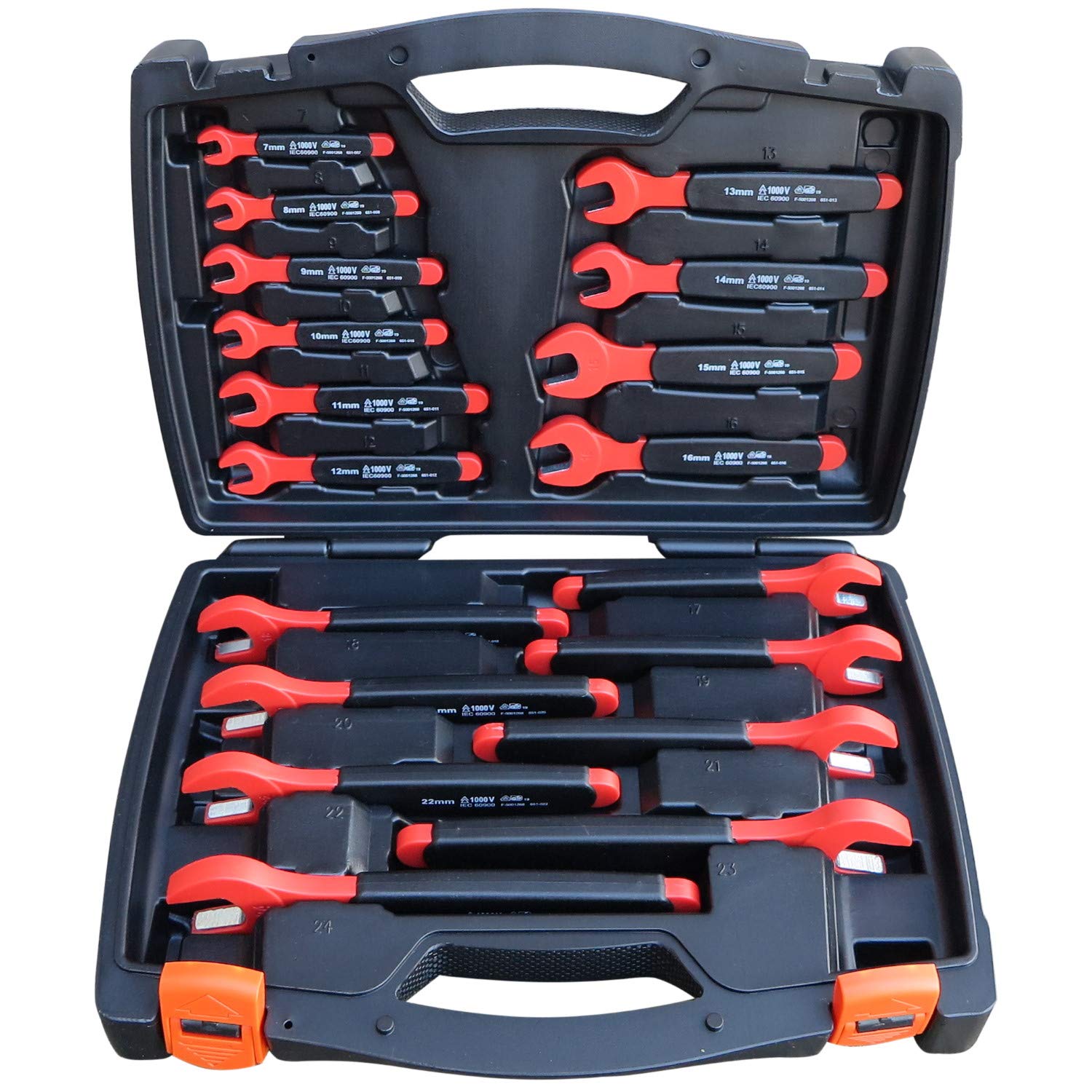 Insulated Open End Spanner Set 1000V 18 Piece Metric Wrench Kit 7mm - 24mm…
