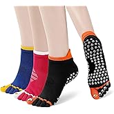 CaiDieNu Yoga Socks for Women, Non Slip Full Toe Socks with Grips for Pilates Barre Dance Ballet Hospital, 3 Pairs