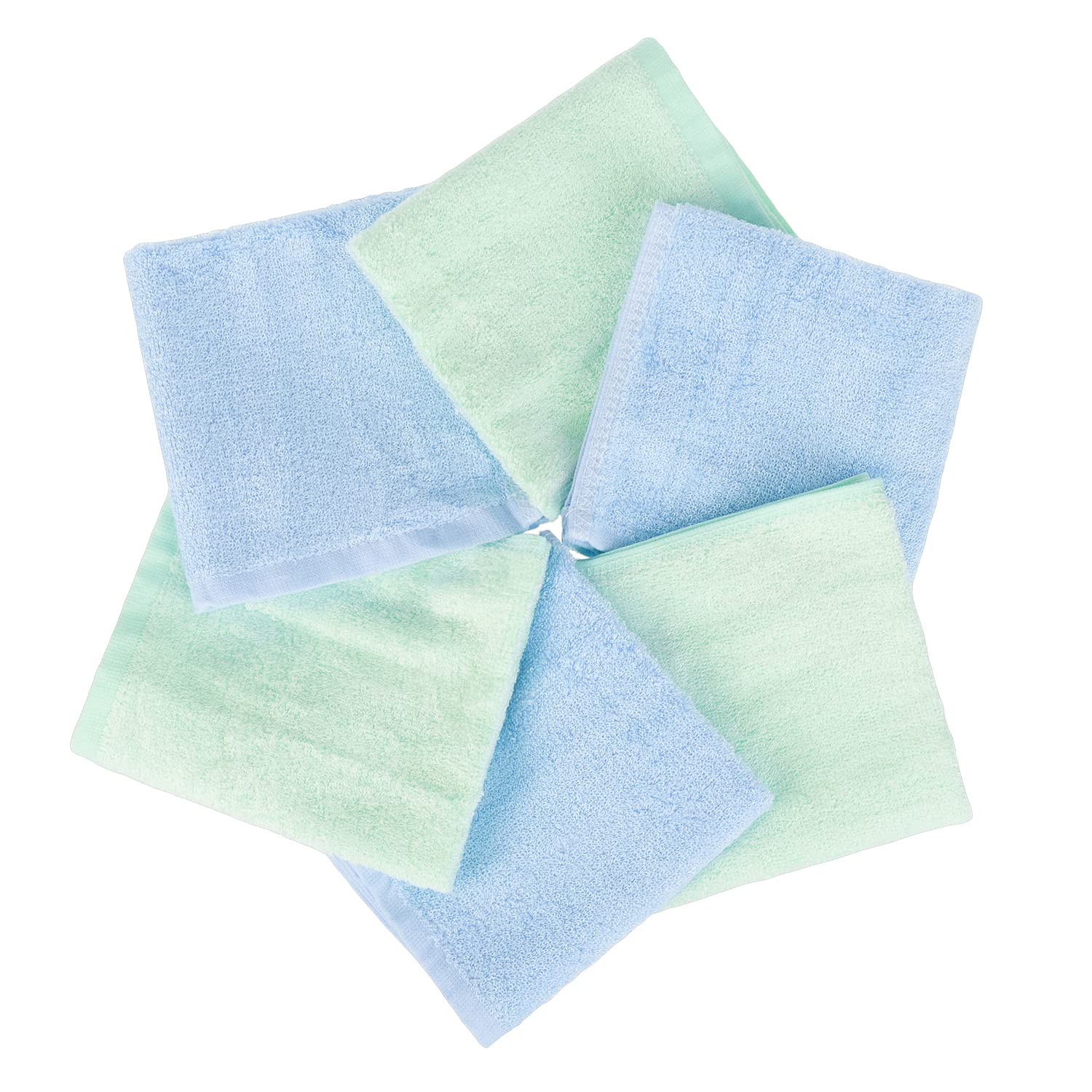 Ko&Pro 100% Bamboo Cloths, Set of 6, 25 x 25 cm in Green/Blue, Multi-Purpose Cleaning Cloths for High-Gloss Kitchens, Bathroom, Household, Kitchen & Streak-Free Windows, Includes DIY Recipe Collection
