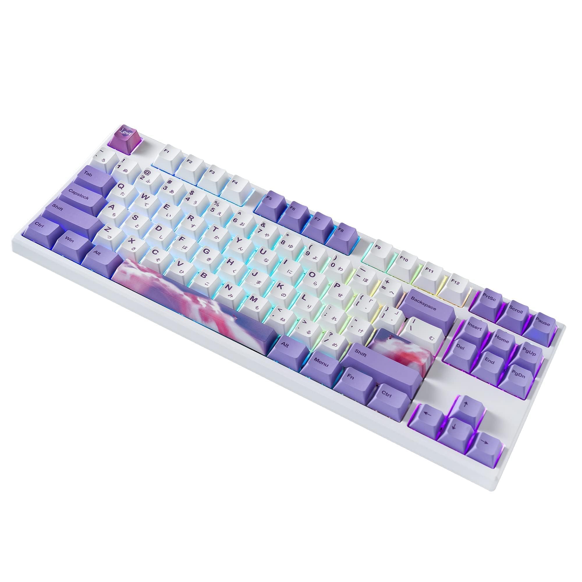 BOYI 87 Keys Wireless RGB Gasket Mechanical Keyboard,Hot Swappable 80% Compact TKL Layout Programmable BT5.0/2.4G/Wired,N-Key Rollover Gateron Yellow Switch Custom Purple Keyboard for PC Gamers Office