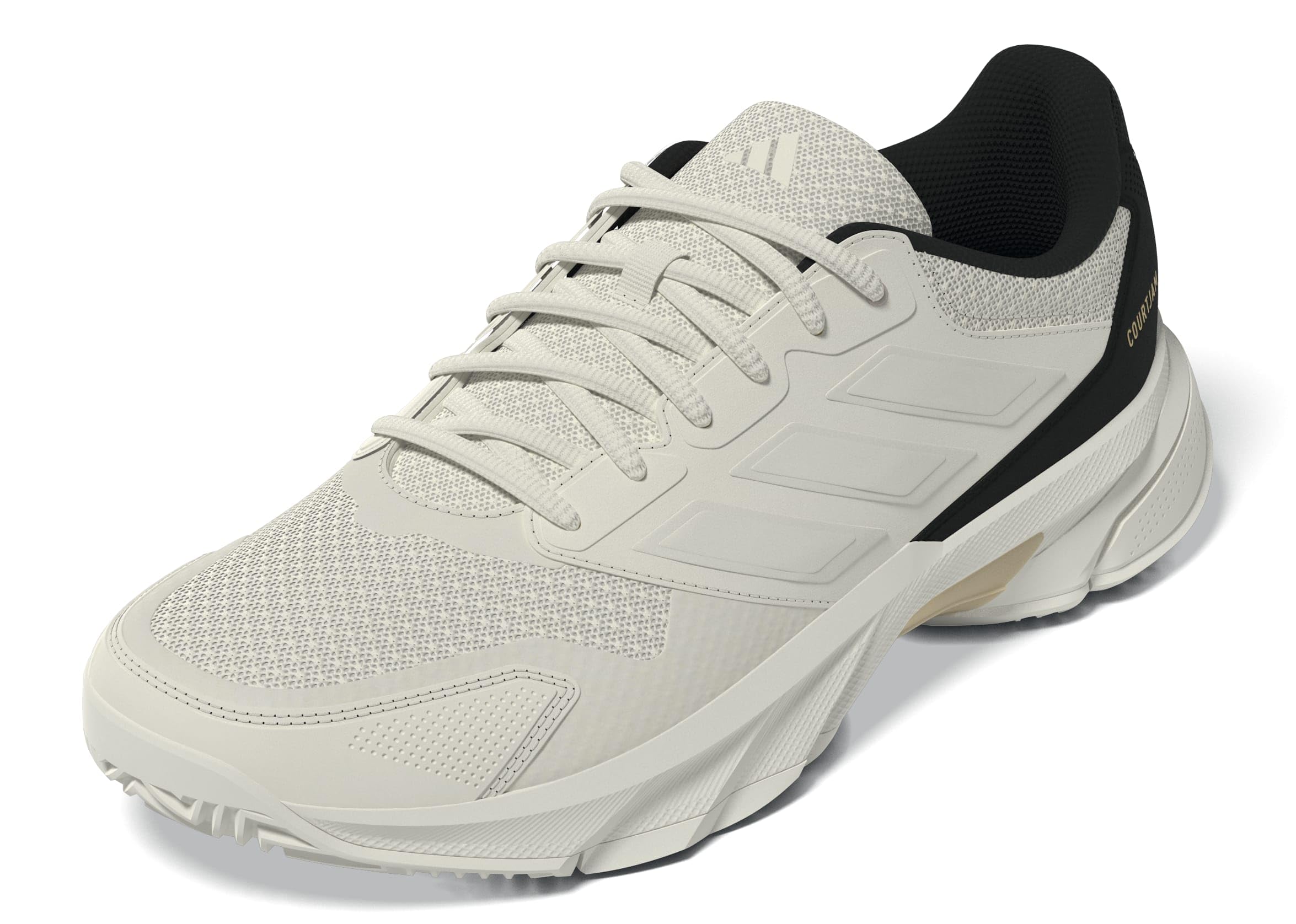 Photo 1 of adidas Women's Courtjam Control 3 Tennis Sneaker, Off White/Off White/Champagne Metallic, 9