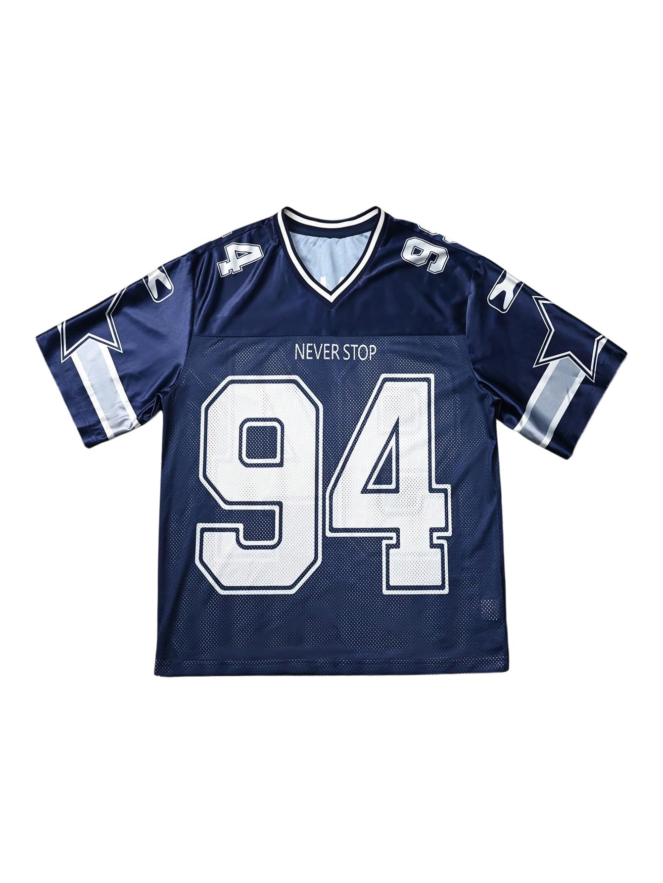 Photo 1 of BEAUDRM Men's Big and Tall Jersey Shirts Number Letter Graphic Mesh Football Tees Streetwear Blue 5X-Large Plus