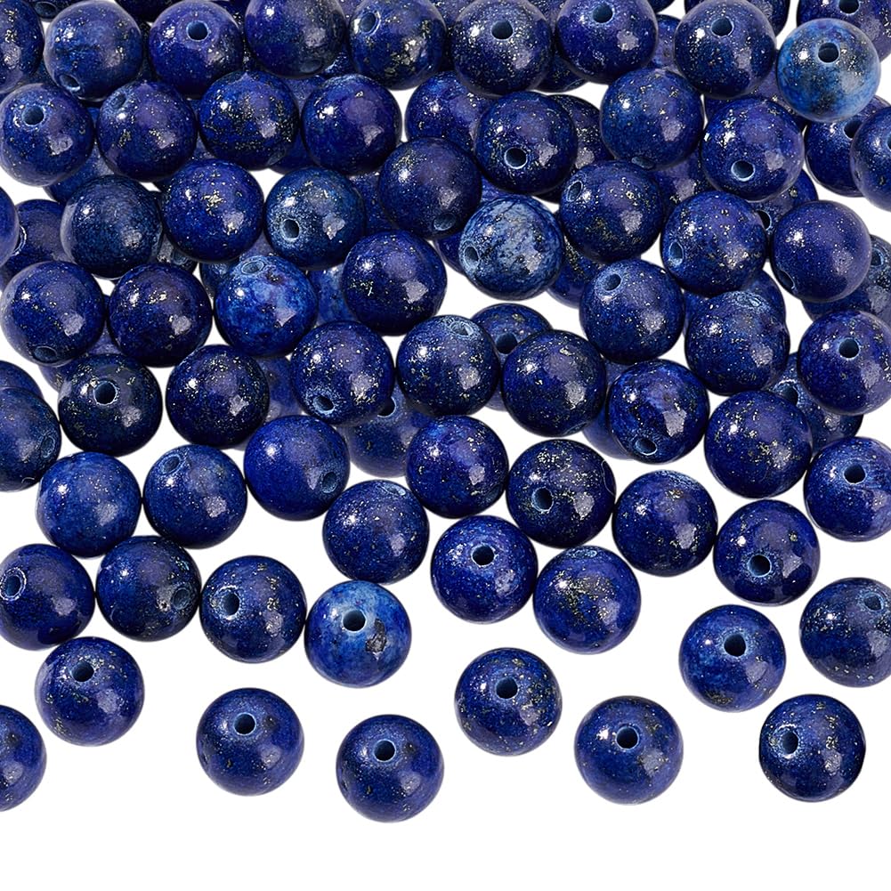 NBEADS 2 Strands About 60 Pcs Natural Lapis Lazuli Beads, 6mm Gemstone Loose Natural Stone Spacer Beads for DIY Bracelet Necklaces Jewelry Making