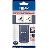 MILAN&reg; Blister Sharpener Compact 1918 Series Blue + 2 Refill Rubber