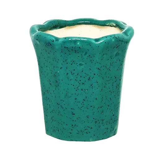 ShopMeFast Flower Shape Handcrafted Ceramic Pots Ceramic Planter for Indoor Plants/Planters,Home Decor,Garden Decor,Office Decor,Decorative Succulent Pot (Color: Green)(L:9cm, W:9 cm, H:9 cm)
