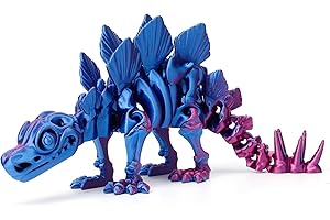 WQXWNFBA 3D Printed Dinosaur, 3D Printed Animals Dragon Fidget Toy Adult Desk, Poseable Dino Skeletons with Articulated Joints, Easter Basket Stuffers, Home Decor, Stress Relief Toy for Autism (Stegosaurus)
