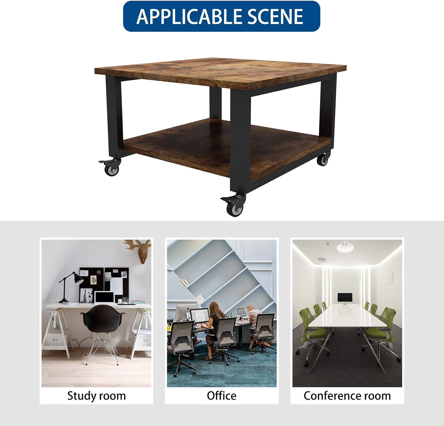 Natwind Under Desk Printer Stand with Wheels 2-Tier Movable Printer Cart Multi-Functional Storage Shelf for Scanner Fax Office Supplies Industrial Heavy Duty Storage Rack Rustic Brown : Office Products