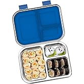 TOURPOR Stainless Steel Bento Box for Kids 1000ml - 3 Compartment Lunch Box for Adults, Leakproof Food Container, BPA-Free Metal Lunch Box with Silicone Seal, Eco-Friendly/Dishwasher Safe (Blue)