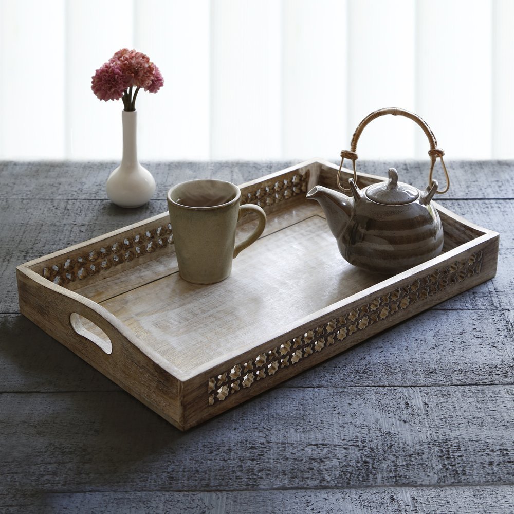 Storeindya Coffee Table Trays Wooden Serving Decorative Tray