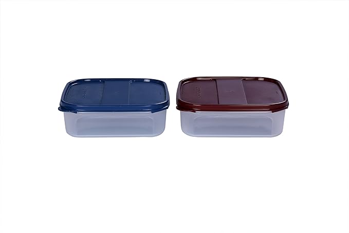Signoraware Modular Square Container Set, 1.2 Litres, Set of 2, Multicolour