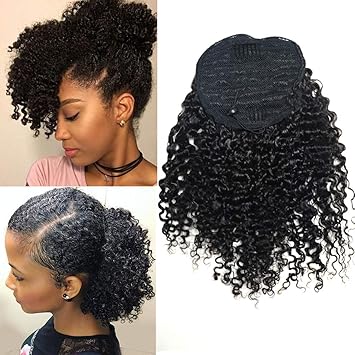 Amazon Com Bluple Afro Kinky Curly 3b 3c Clip In Ponytails