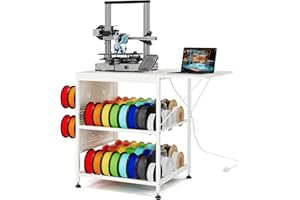 Sunnacate 3D Printer Stand with Filament Storage, Foldable 3D Printing Table Cart Rack with Filament Spool Holder Organizer, Sturdy Printer Desk Shelf, Heavy Duty Workbench for Office Studio Workshop