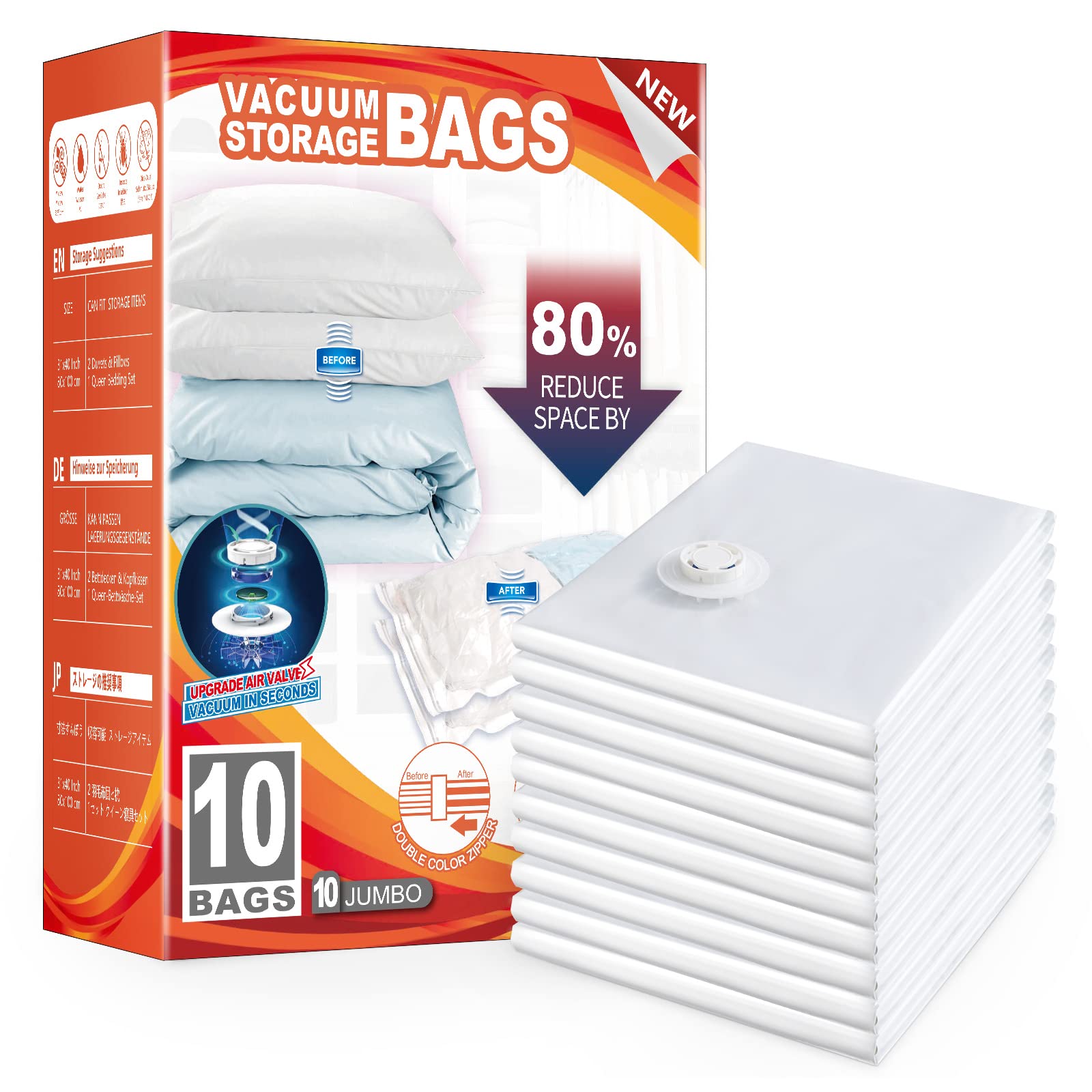 Taili TAILI 10 Pack Vacuum Storage Bags, Jumbo Vacuum Seal Bags for Clothing ...