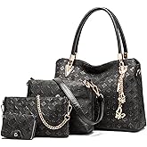 Pahajim Women Fashion Handbags set 4pcs PU Leather shoulder Bags Tote Bags Wallets Butterfly Chain Accessories