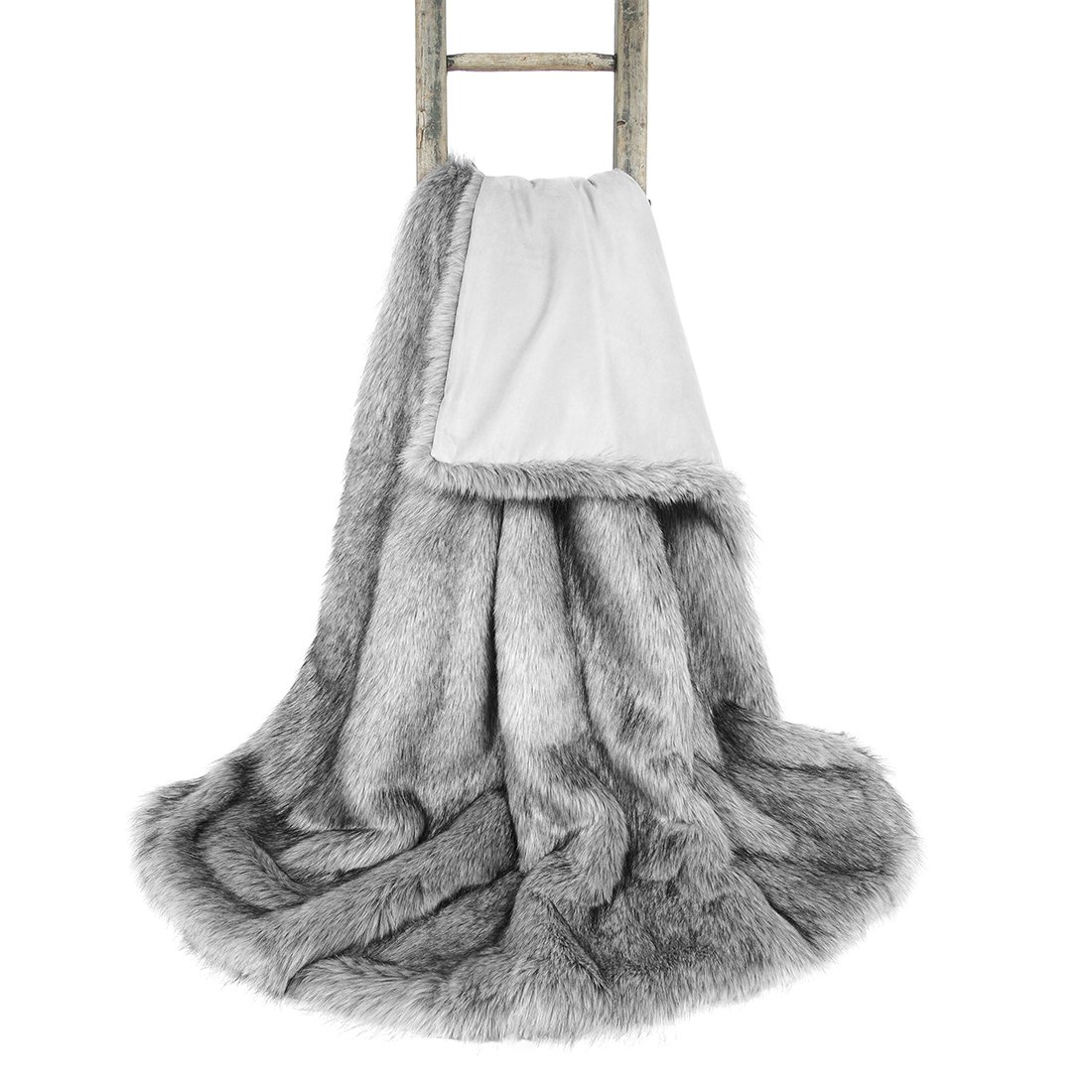 Faux Fur Throws Plata Cascada de Lujo Manta de Piel sintética, Tela