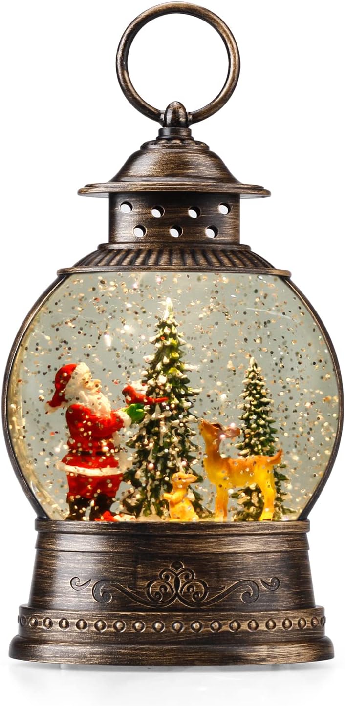 Snow Globes - Snow Globe Lighted Christmas Decorations, Santa Claus Musical Christmas Snow Globe Lantern with Swirling Glitter, Christmas Holiday Party Gifts and Decorations