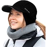 TOP-EX M/L/XL Unisex Water-Repellent Baseball Cap with Ear Flap Ponytail Hole Reflective Winter Hat Fleece Lining Hat