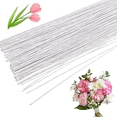 CCINEE 18 Gauge White Floral Stem Wire, 100 PCS Paper Wrapped Florist Wire for DIY Crafts Floral Arrangement Artificial Flower Making, 14 inch