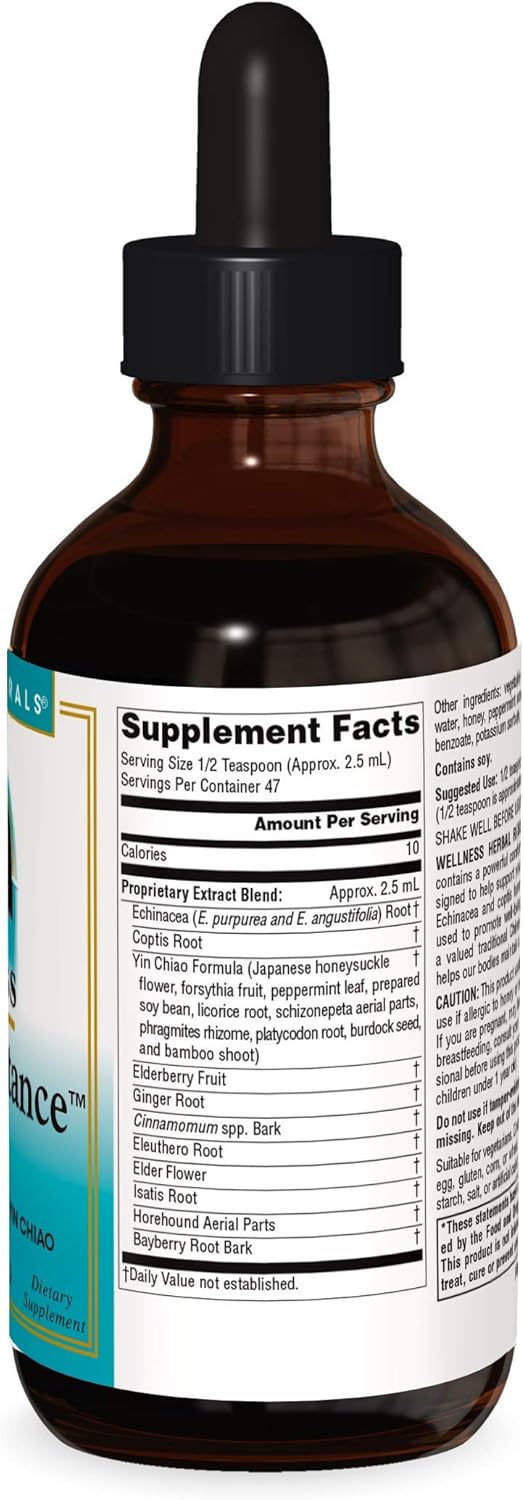 Source Naturals Wellness Herbal Resistance Liquid Formula with Echinacea, Coptis & Yin Chiao Immune Support - 4 Fluid oz: Health & Personal Care