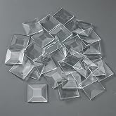 Hushee 30 Pcs Beveled Glass Squares 1.5x1.5 in for Stained Glass | Clear Pieces with Light Reflection, Bevel Clusters for Window Lighting Fixtures, Square Blocks for Wall Design Projects