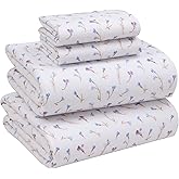 RUVANTI Flannel Sheets Full Size - 100% Cotton Double Brushed Bed Sheets Set, Deep Pockets 16 Inches, All Seasons Breathable & Extra Soft Full Sheets, Warm & Cozy, 4 Piece, Navlight