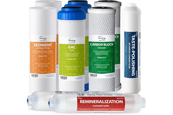 iSpring F9K NSF Certified 1-Year Reverse Osmosis Water Filter, Alkaline Remineralization Filters for 6-Stage RO Systems, With