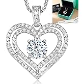 Arendelle Moissanite Heart Pendant Necklace Lab Created Diamond 18K Gold Plated 925 Sterling Silver D Color VVS1 Clarity Waterproof Hypoallergenic Gift for Wife Women Anniversary Mothers Day Valentine