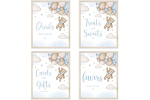 NOXOZOQM 4PCS Bear Table Sign Centerpieces for We Can Bearly Wait Baby Shower Decorations Bear Birthday Decorations Party Supplies(8x10in)