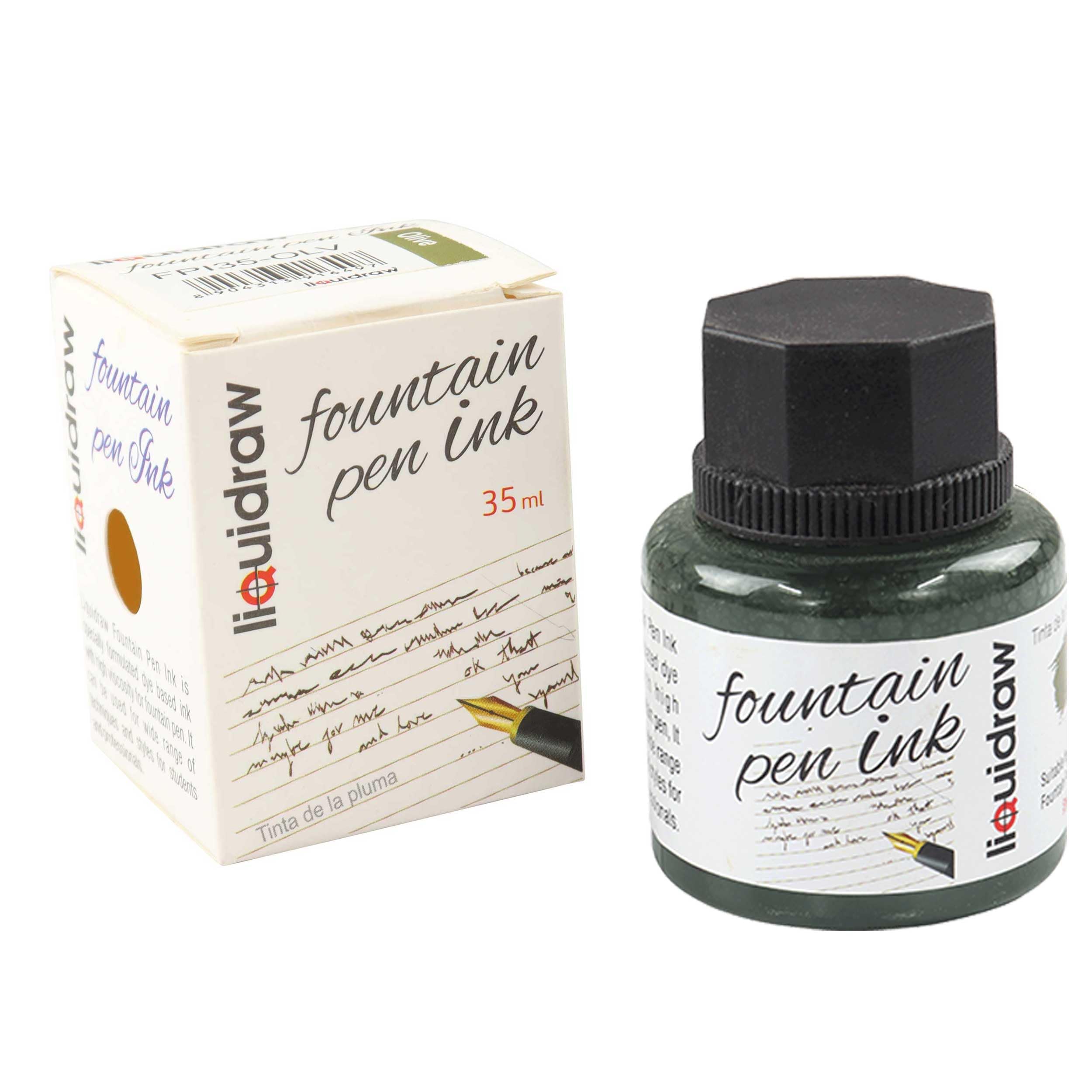 Liquidraw Fountain Pen Ink Bottles 10 Assorted Colours 35ml Inks Suitable for Calligraphy Ink Selection Available Black, Blue, Red, Green, Brown, Violet Purple, Yellow Etc ()