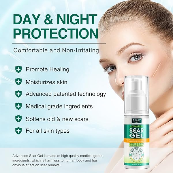 SILICONE SCAR GEL, ADVANCED SCAR TREATMENT CREAM GEL, KELOID BUMP REMOVAL FOR OLD AND NEW SCARS, SURGICAL SCARS, C-SECTION, BURN, STRETCH MARK 1.7 OZ (50G)